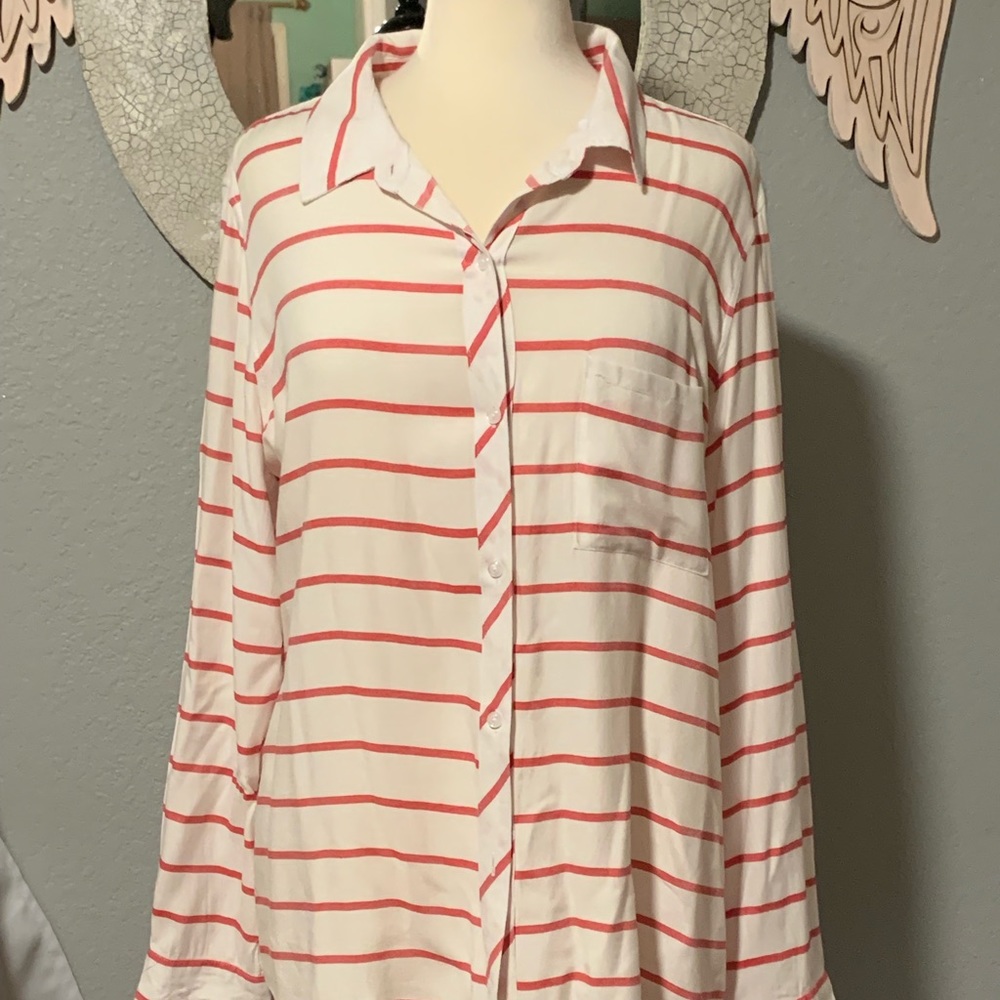 Andrea Jovine Super Soft Red White Striped Button